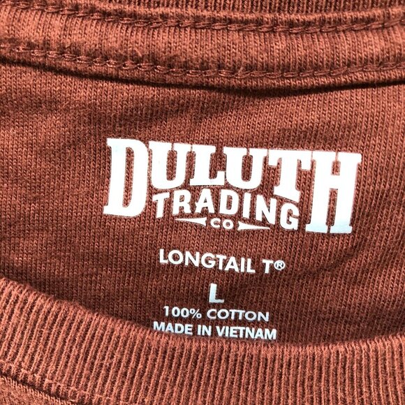 Duluth Trading Co Longtail Tee Mens L Rust Brown Relaxed fit Short Sleeve Cotton - Picture 3 of 8